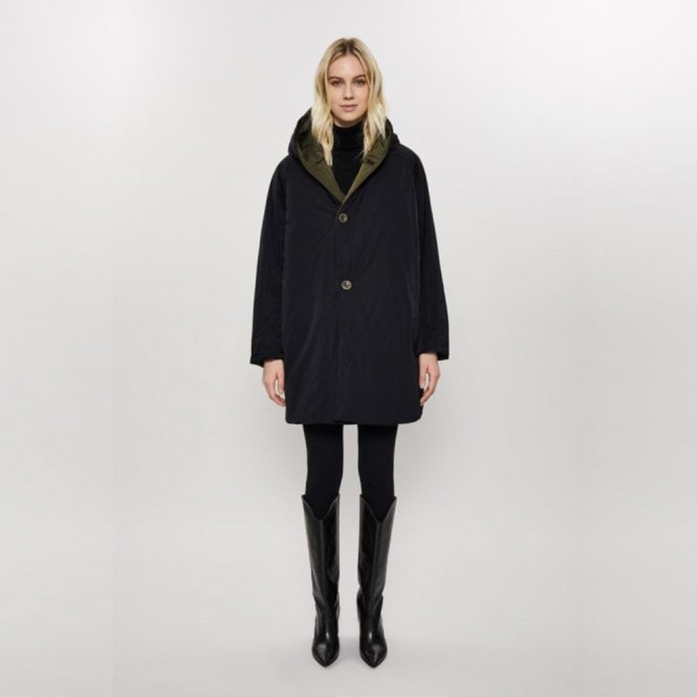 OOF WEAR Reversible Pillow Coat, Black/Olive, US size M, NEW!